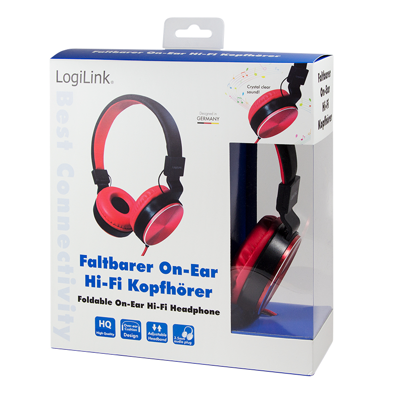 LogiLink HS0049RD headphones/headset Wired Head-band Music Black, Red – image 6