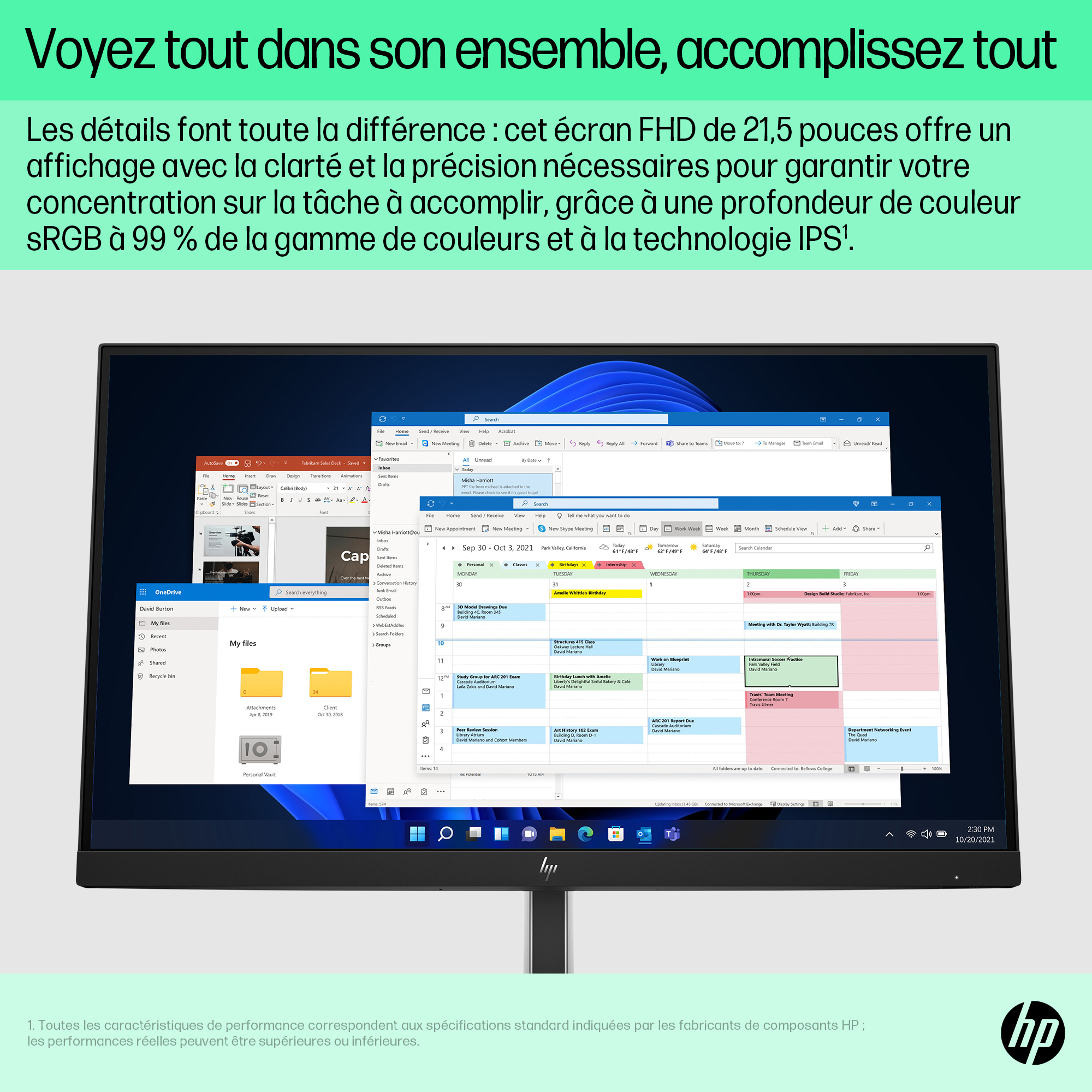 HP E-Series E22 G5 FHD Monitor. Display diagonal: 54.6 cm (21.5"), HD type: Full HD, Display technology: LCD, Display surf