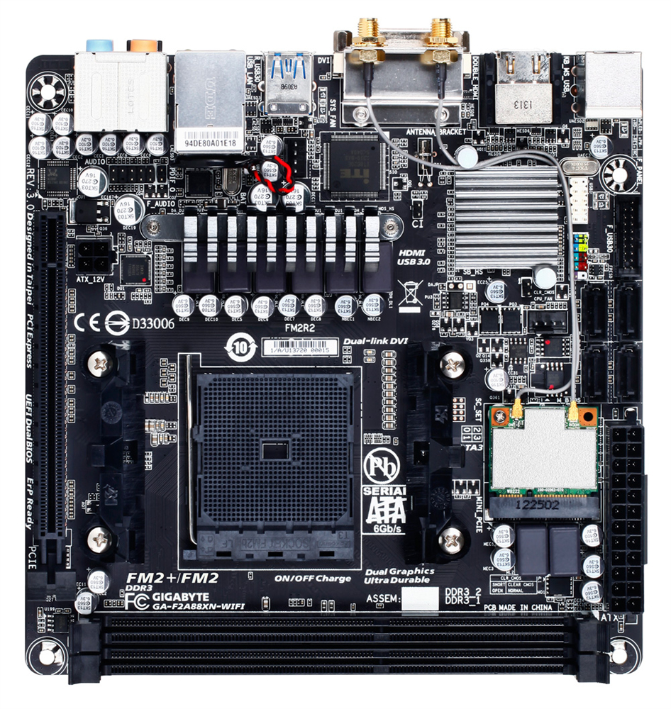 GIGABYTE GA-F2A88XN-WIFI motherboard AMD A88X Socket FM2+ mini ITX