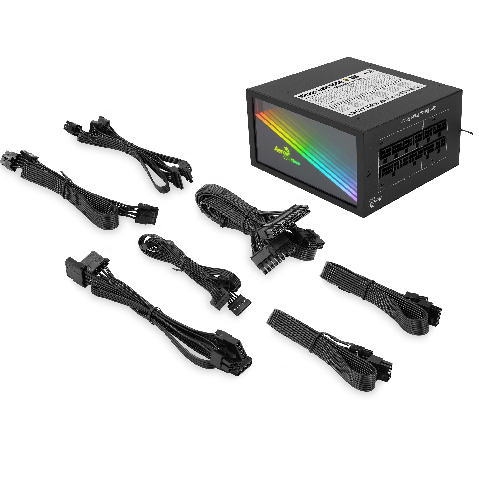 Aerocool MIRAGEGOLD 650W RGB 80 Plus Gold Modular PC Power Supply Japanese Capacitors – image 5