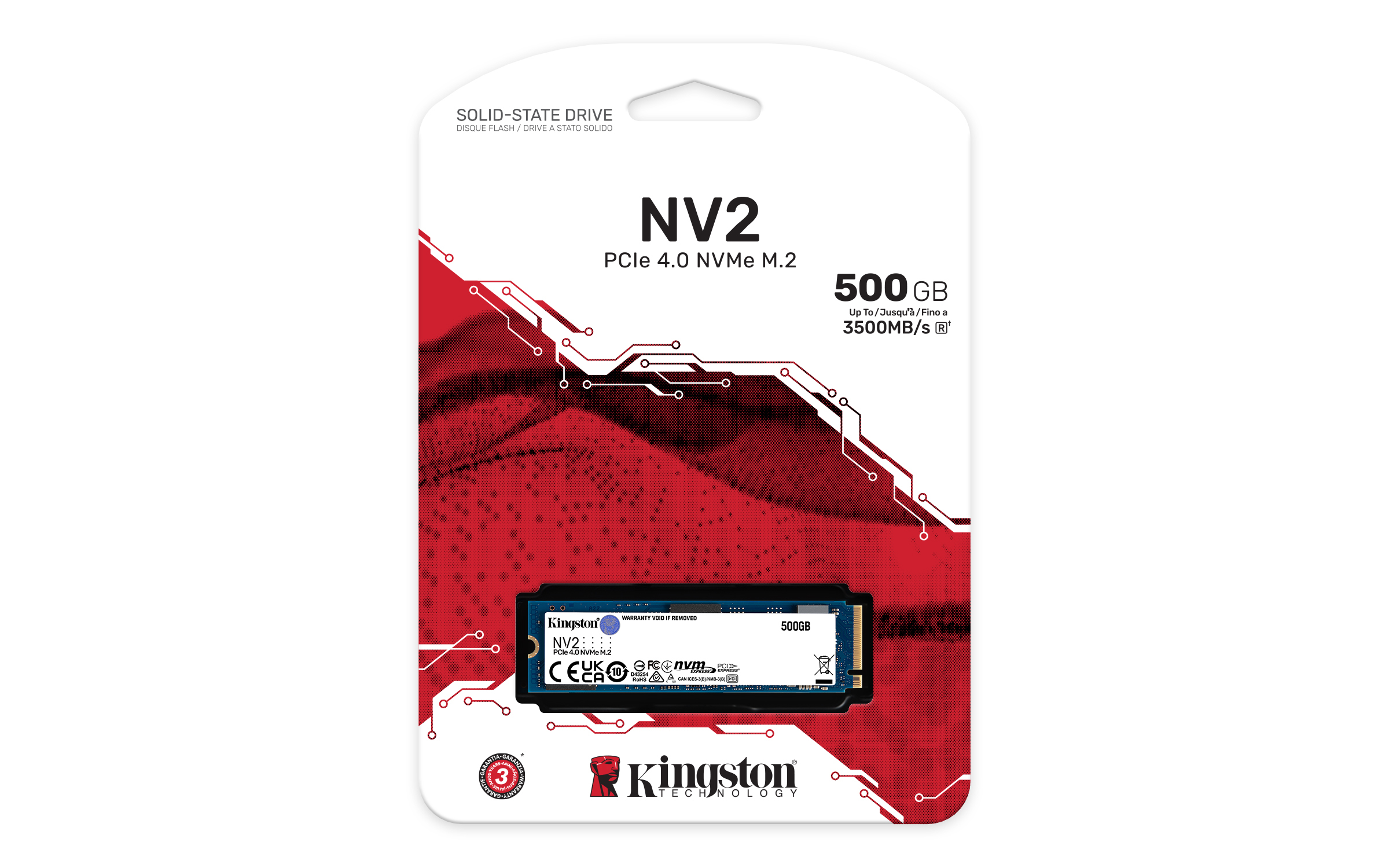 Unidad de Estado Sólido Kingston NV2 de 500 GB, M.2 NVMe PCIe 4.0. KT-SNV2S/500G Unidad de Estado Sólido Kingston NV2 de 500 GB, M.2 NVMe PCIe 4.0. KT-SNV2S/500G