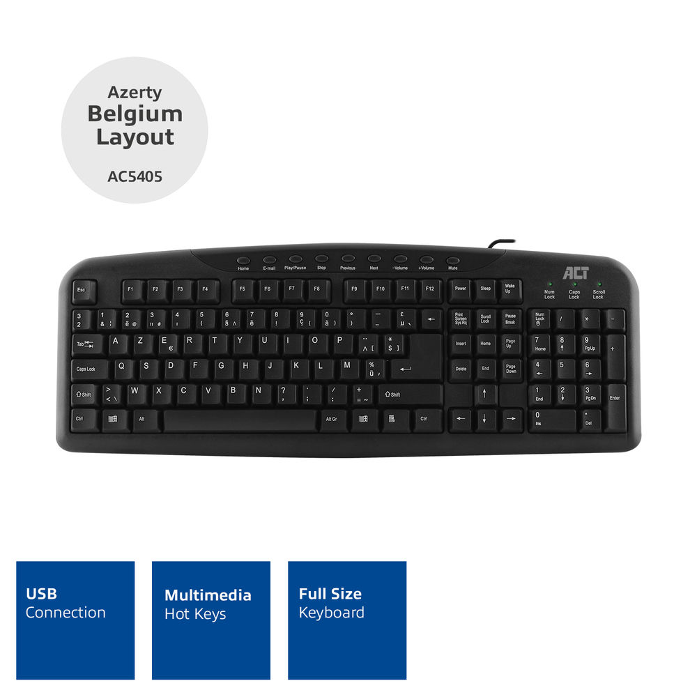 ACT USB Multimedia Keyboard (Azerty/BE layout) – image 2