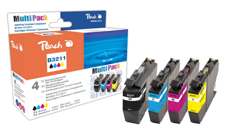 Peach PI500-273 ink cartridge 4 pc(s) Compatible Black, Cyan, Magenta, Yellow