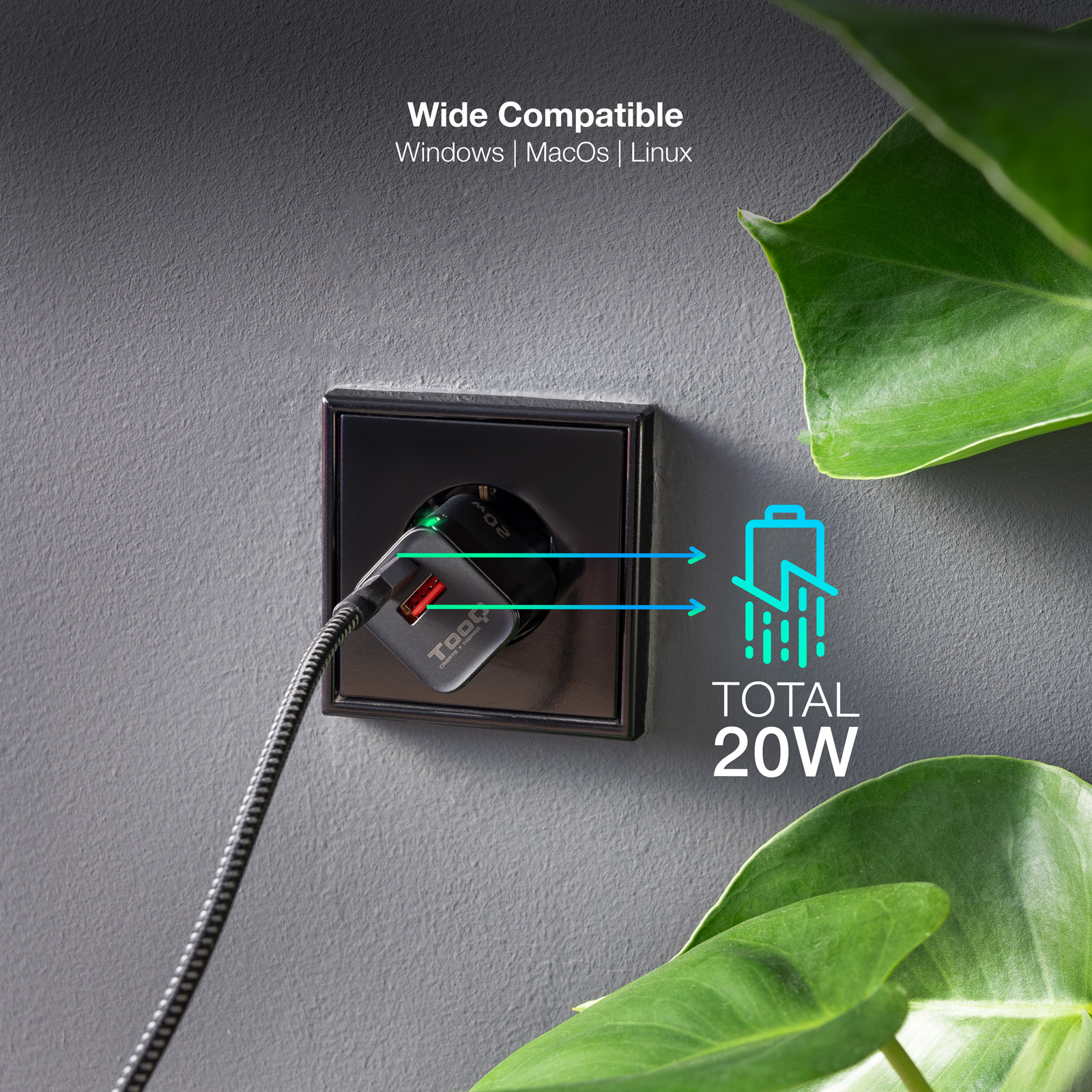 TooQ Wall Charger USB-C/PD + USB-A/QC – image 5