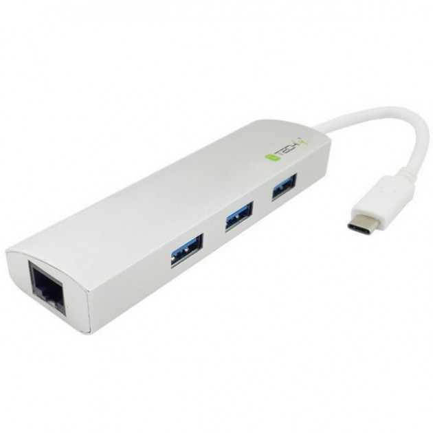 Techly IUSB31C-H3LANTLY laptop dock/port replicator USB 3.2 Gen 1 (3.1 Gen 1) Type-C Silver