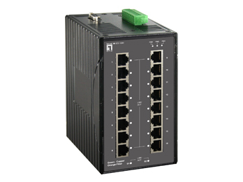 LevelOne 18-Port Industrial L2 Managed Fast Ethernet Switch, DIN-Rail, 2 Ports Gigabit SFP/RJ45 Combo