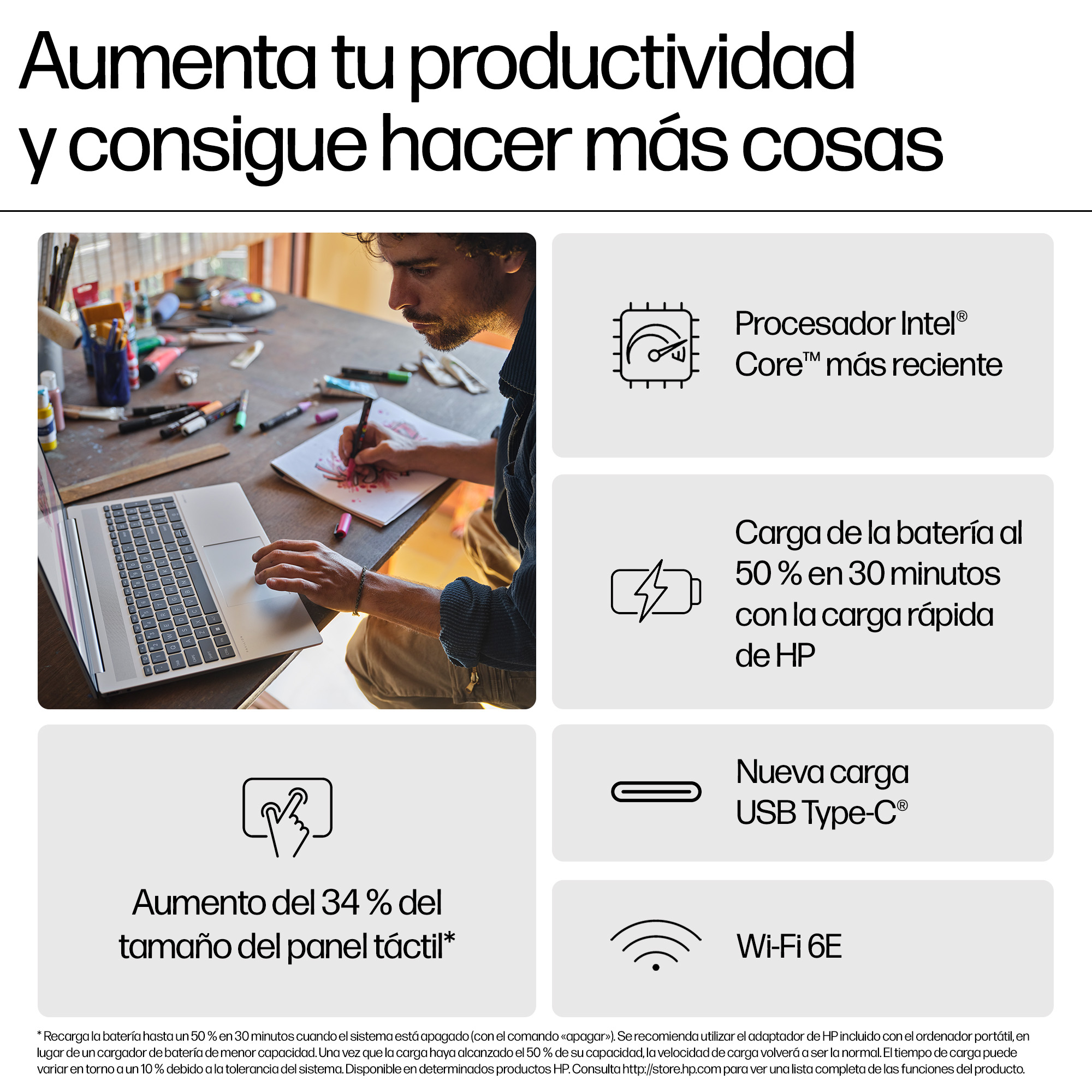 Portátil - HP Pavilion 16-af0004ns, 16" WUXGA, Intel® Core™ Ultra 7-155U, 16GB RAM, 1TB SSD, Gráficos Arc™ GPU, Windows 11 Home, Celeste - imagen 8