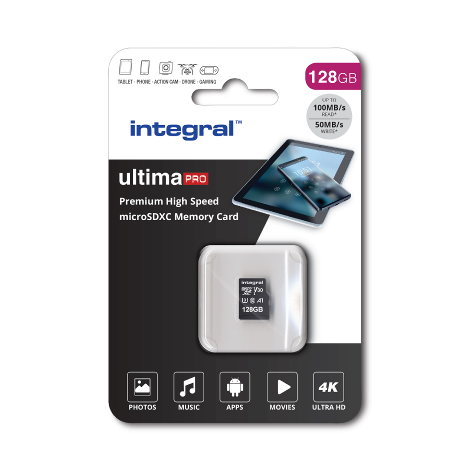 Integral 128GB MICRO SDXC UHS-1 U3 CL10 V30 A1 UP TO 100MBS READ 50MBS WRITE – image 2