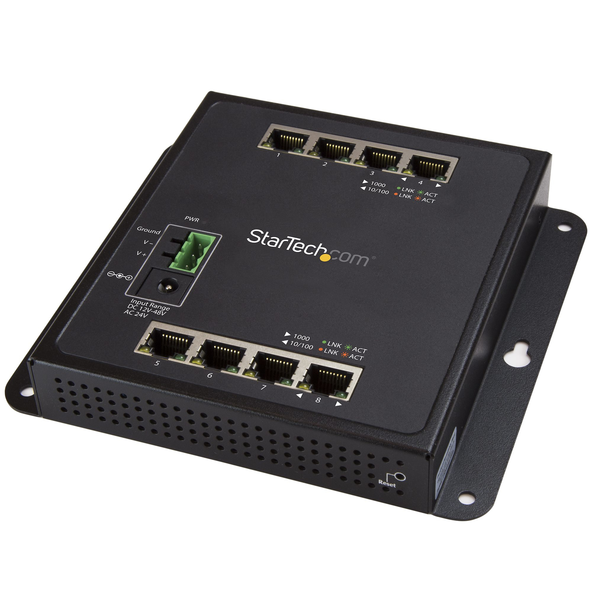 StarTech.com Industrial 8 Port Gigabit Ethernet Switch - Hardened Compact GbE Layer/L2 Managed Switch - Rugged Network Switch Din Rail/Wall Mountable RJ45/LAN S