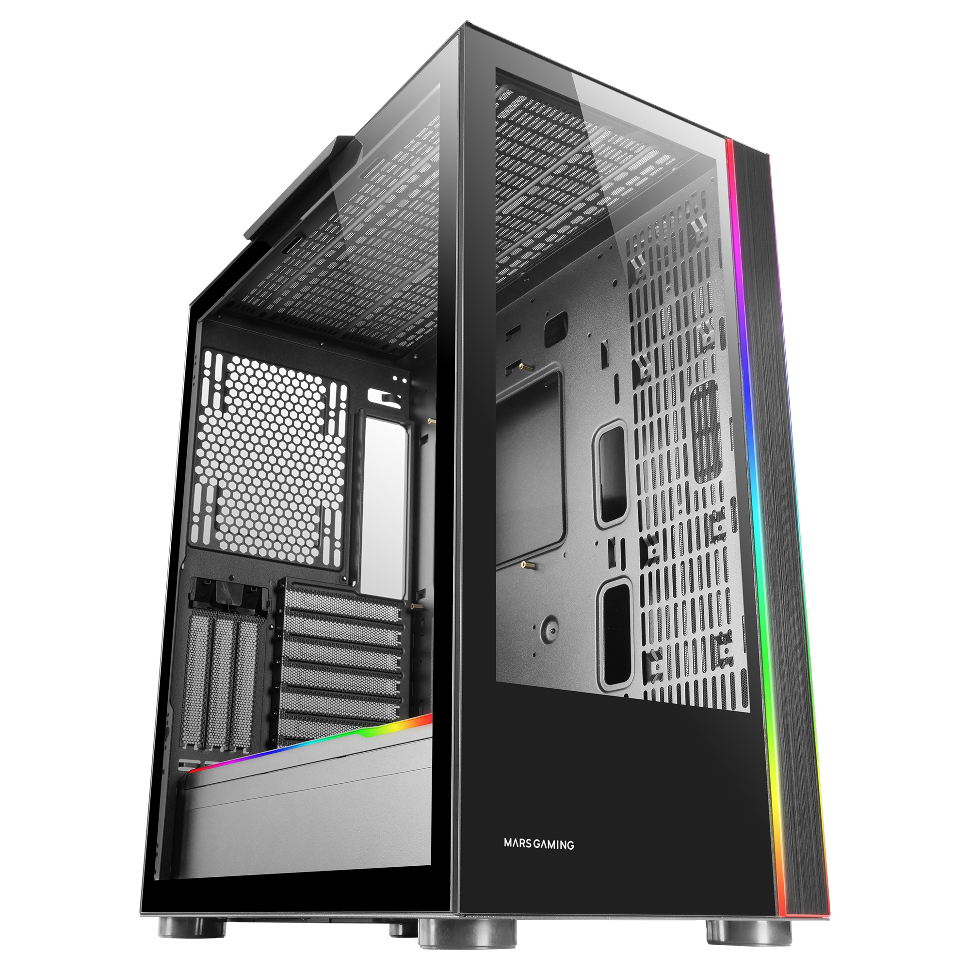 Mars Gaming MC-ULTRA Black Custom XXL E-ATX Gaming Tower Dual ARGB LED Stripes Dual Tempered Glass Windows Dual Vertical Camera Structure – image 5