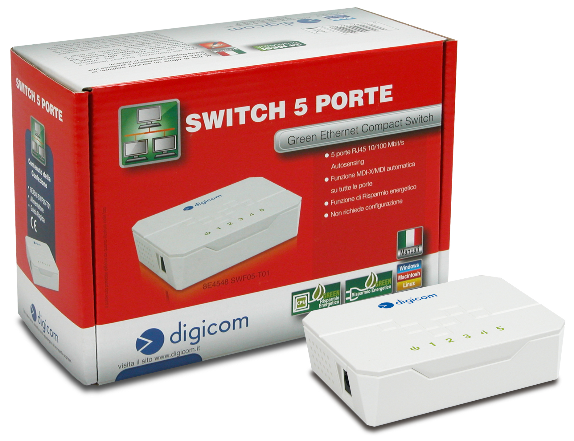 Digicom SWF05-T01 Fast Ethernet (10/100) White – image 5