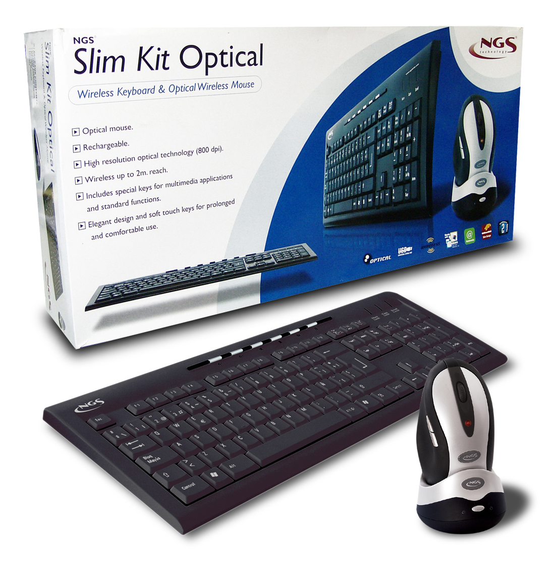 NGS SLIMKITOPTICAL keyboard Mouse included RF Wireless