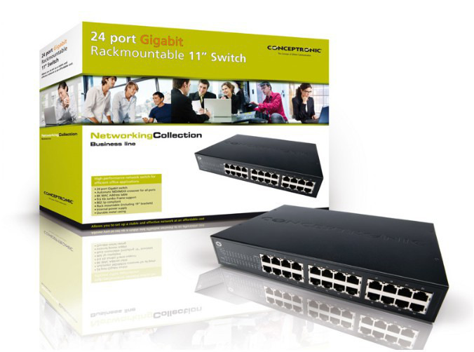 Conceptronic 24 port Gigabit Rackmountable 11" Switch – image 2