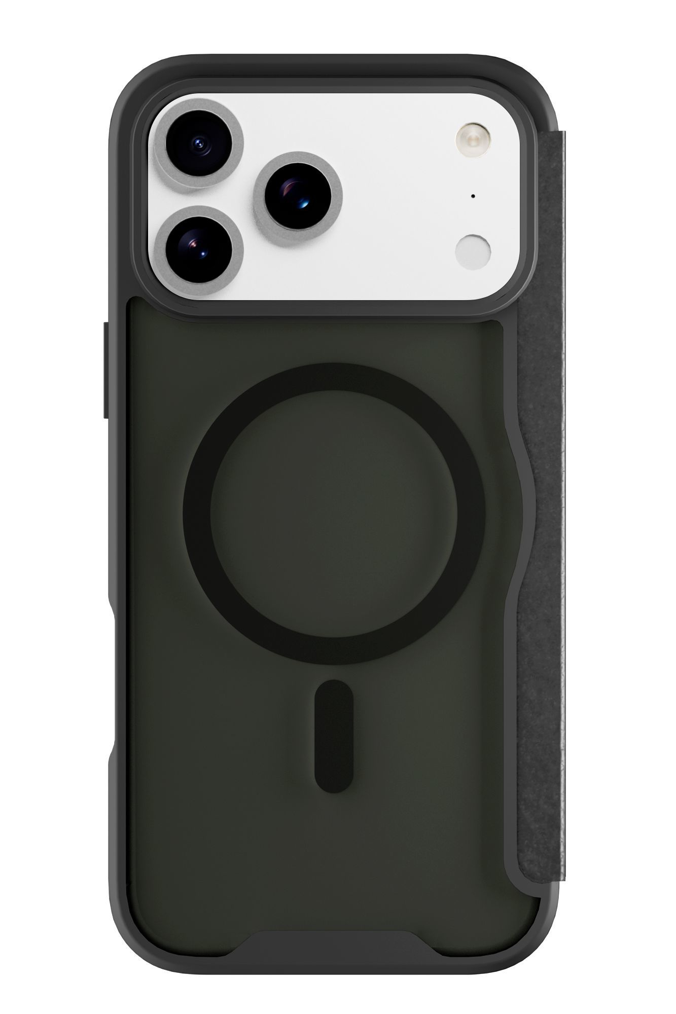 Daily Mag - iPhone 17 Pro Max Buchhülle mit halbdurchsichtigem Hartdeckel, kompatibel mit dem Magsafe®-Ökosystem