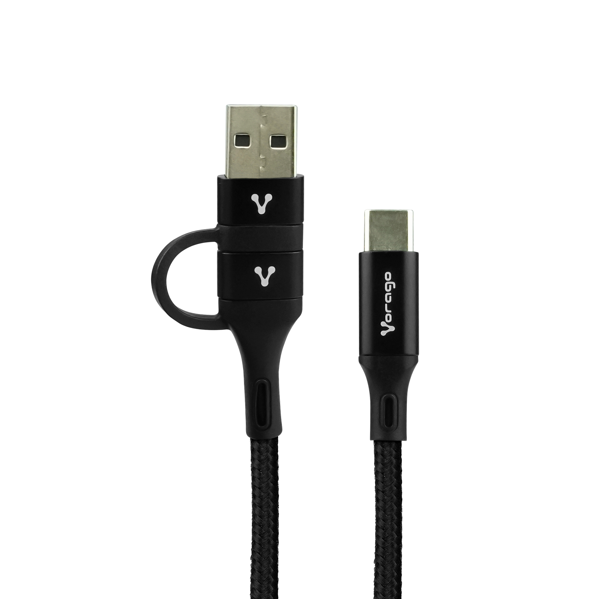 Cable Vorago CAB-126 - USB-C a USB-C/USB-A - 1 Metro - Negro - CAB-126
