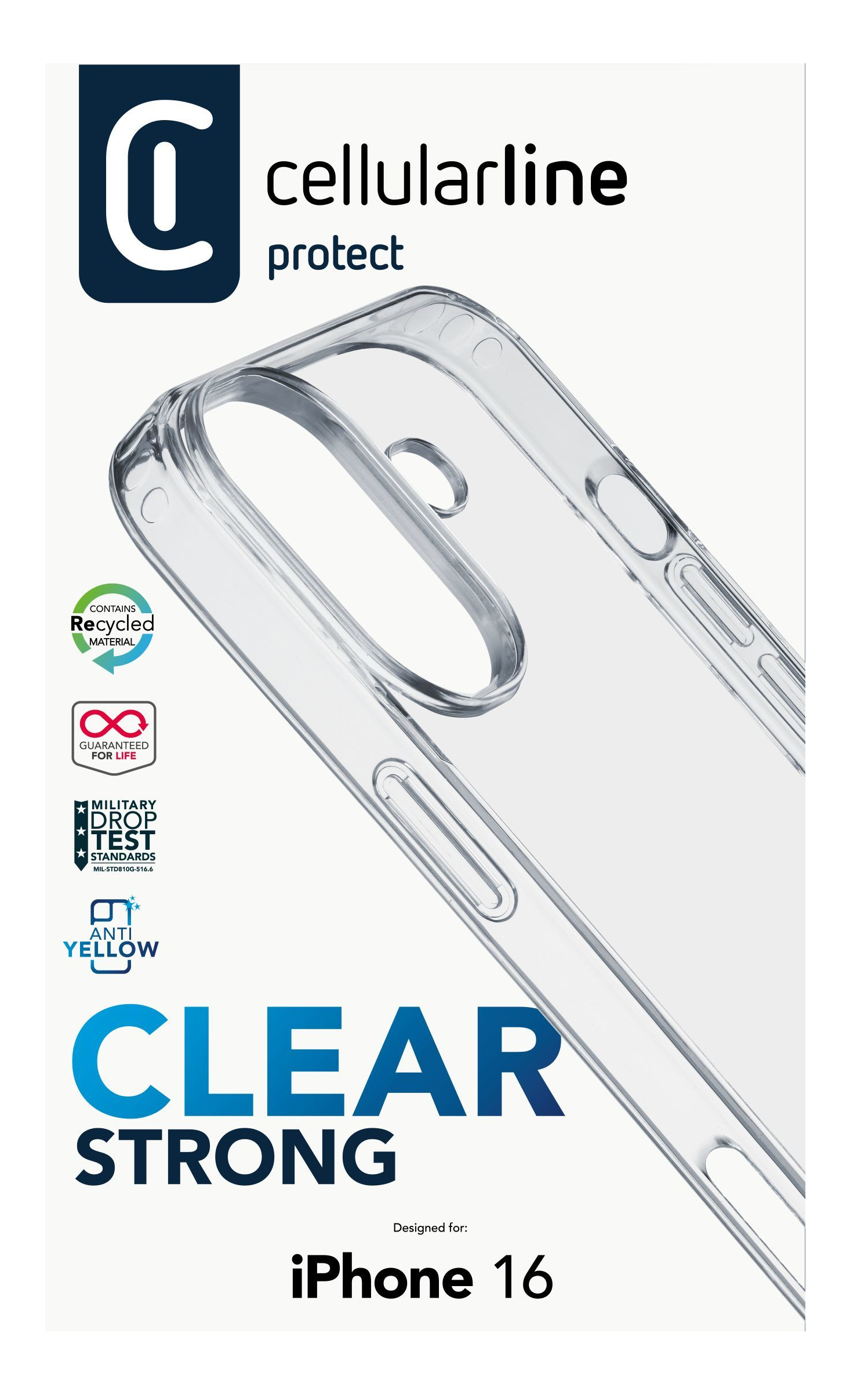 Clear Strong - iPhone 16 Starre Schutzhülle mit Gummirändern