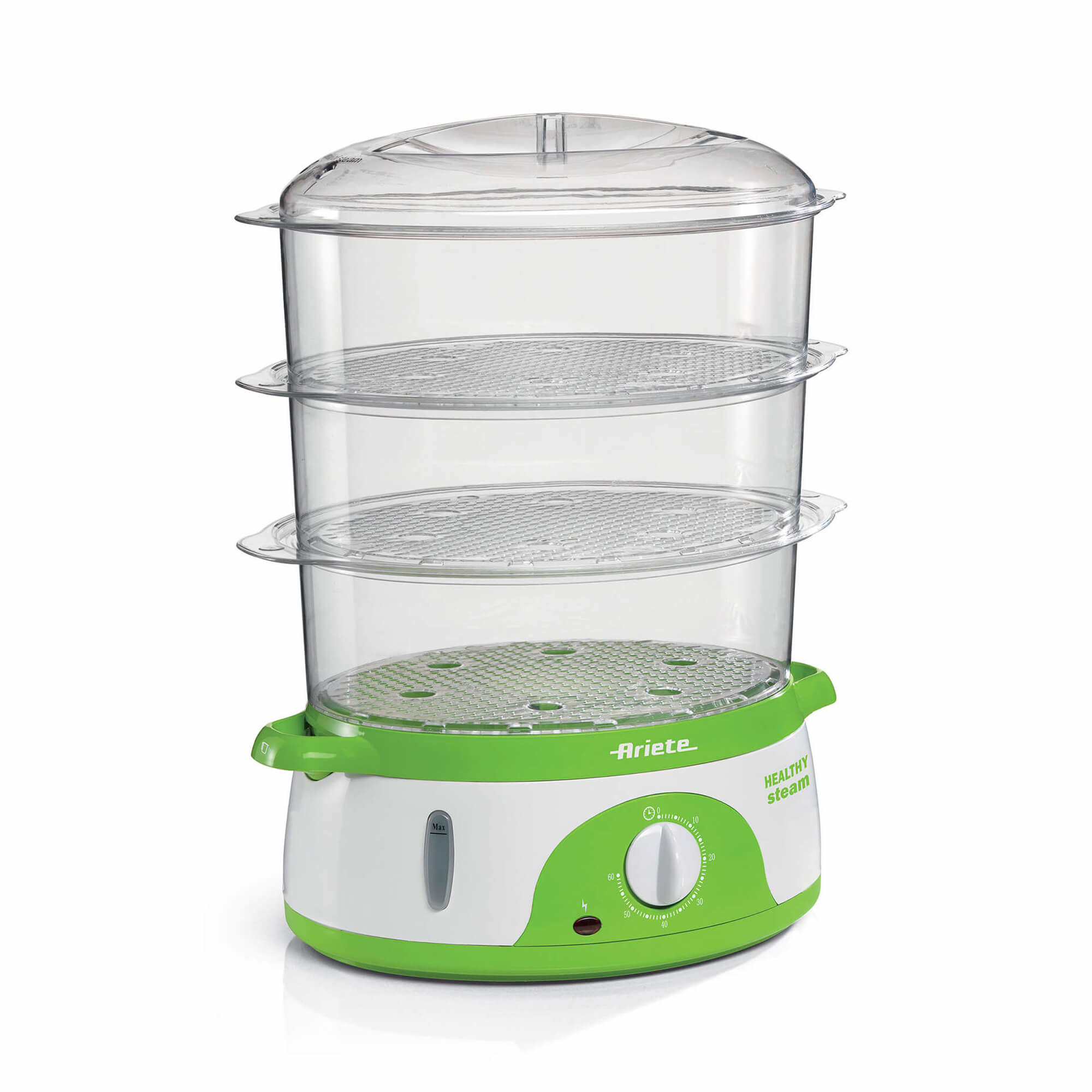 911 Healthy Steam - Electric steamer - 3 Baskets - Rice container - Timer 60 '- 800 Watt - 9 Liters - White and Green