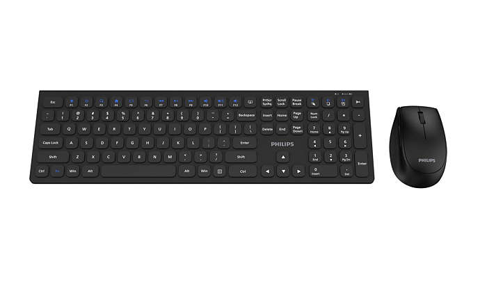 Philips 6000 series SPT6627B/93 keyboard Mouse included Universal RF Wireless + Bluetooth QWERTY English Black – image 2
