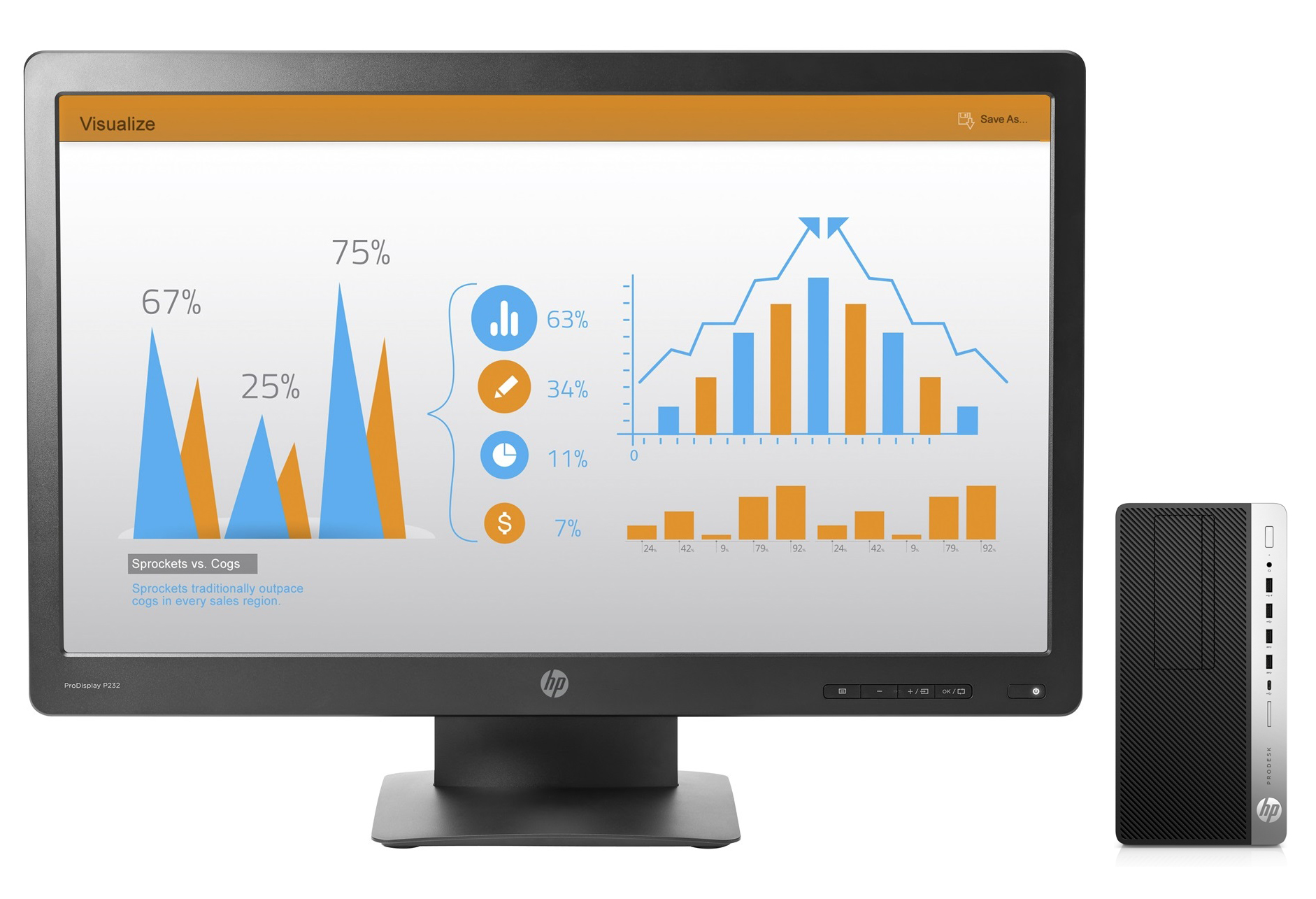 HP ProDesk 600 G3 MT + ProDisplay P232 – image 1