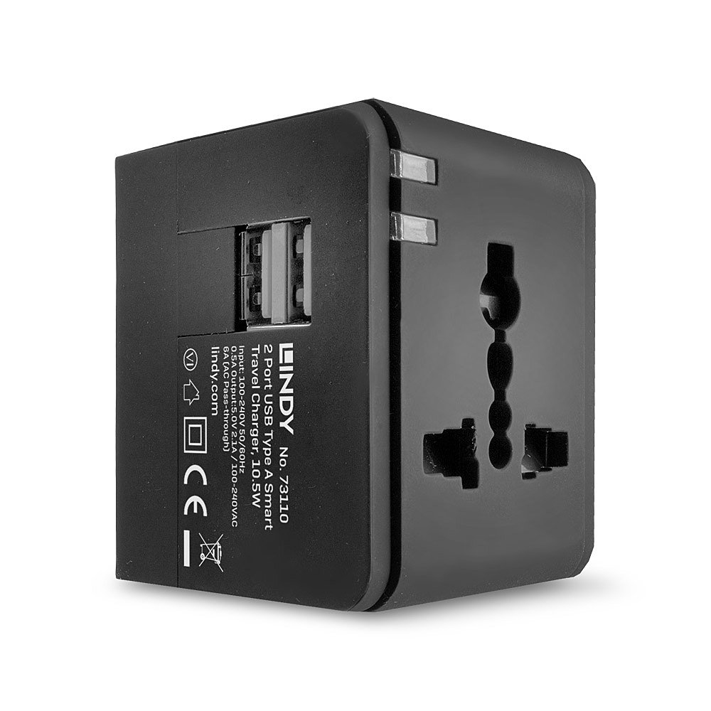 Lindy 2 Port USB Type A Smart Travel Charger