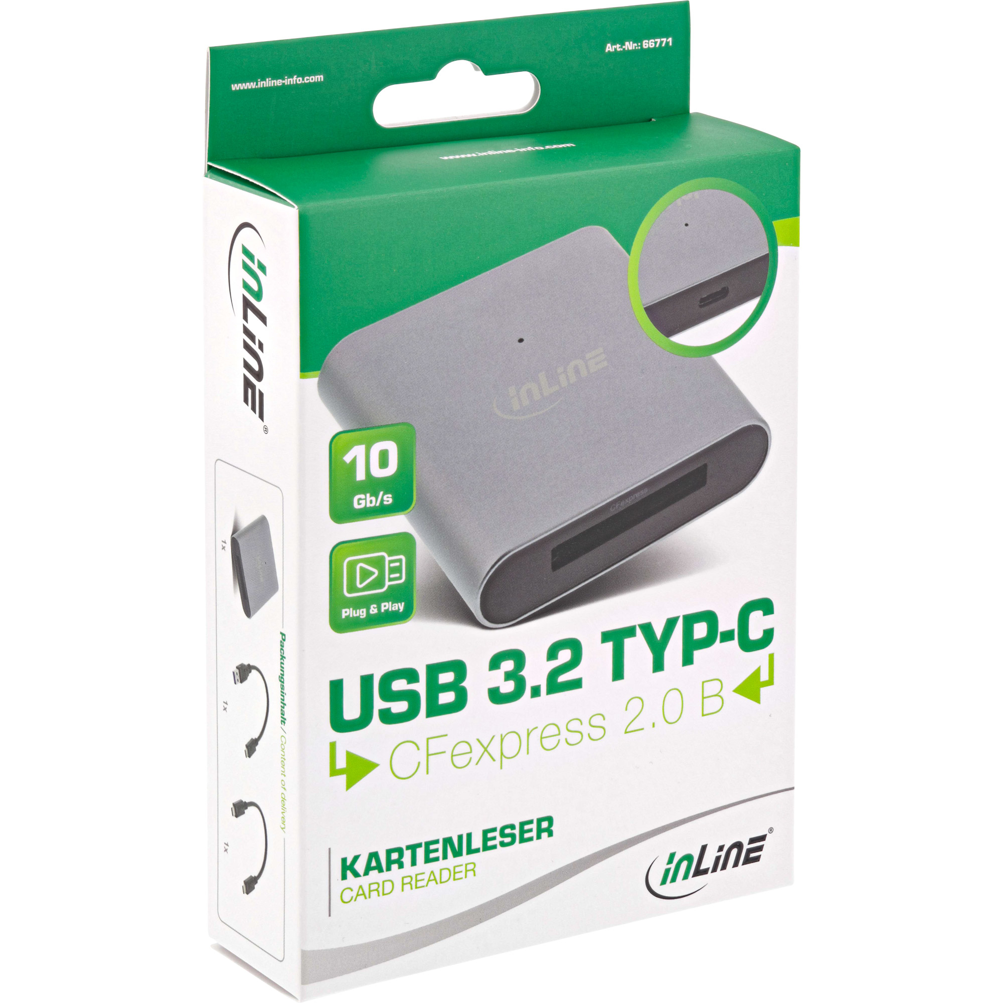 InLine Card reader USB 3.2 USB-C or USB-A, for CFexpress type B cards – image 6