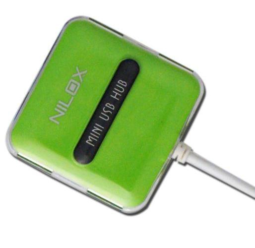 Nilox 10NXHU44MU004 interface hub 480 Mbit/s Green