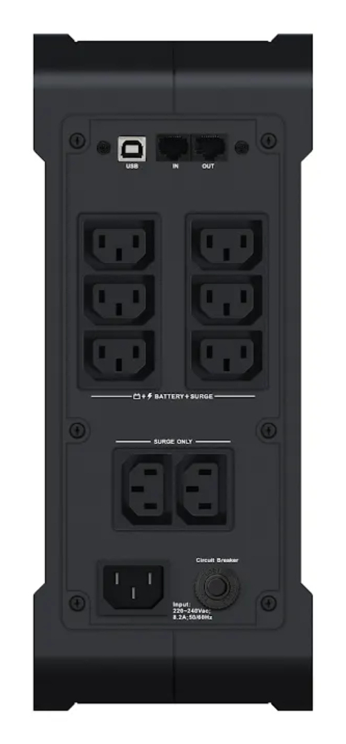 Vertiv PowerUPS 200 Line Interactive PSA6-1600IT-IEC, 1600VA/1000W, AVR, USB Charging, Color LCD, User-Replaceable Battery, 8 IEC Outlets, Three-Year Warranty – image 3
