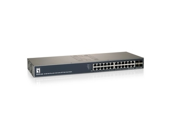 LevelOne 24 GE PoE-Plus with 4 Shared SFP Web Smart Switch, 185W – image 1