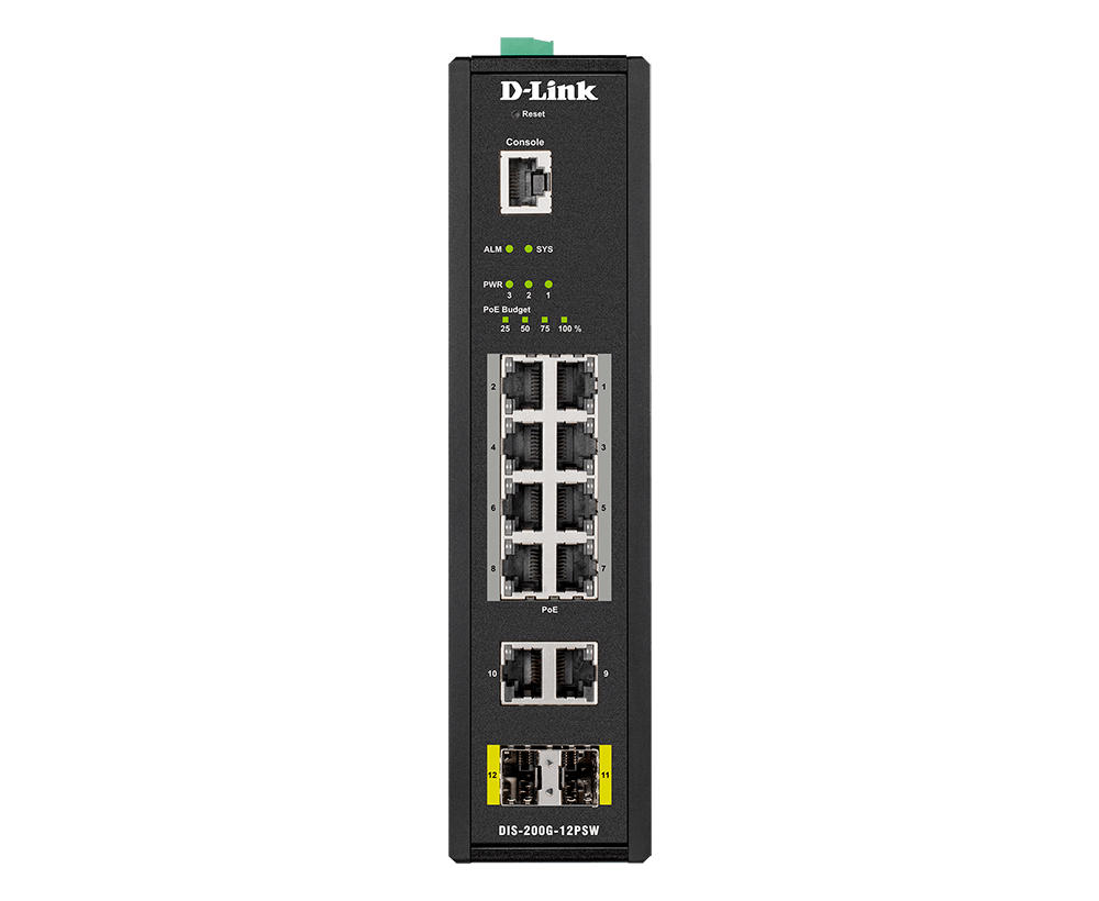 D-Link DIS-200G-12PSW network switch Managed L2 Gigabit Ethernet (10/100/1000) Power over Ethernet (PoE) Black
