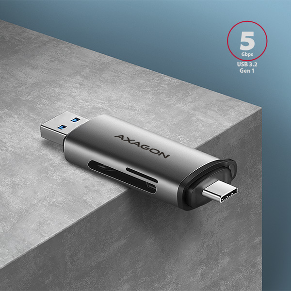 Axagon CRE-SAC SuperSpeed USB-C+USB-A card reader 5 Gbps – image 3