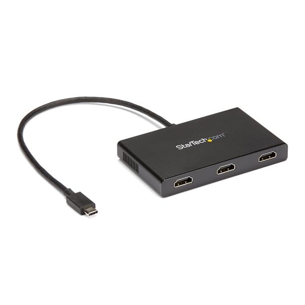 StarTech.com 3-Port Multi Monitor Adapter - USB-C to 3x HDMI Video Splitter - USB Type-C to HDMI MST Hub - Dual 4K