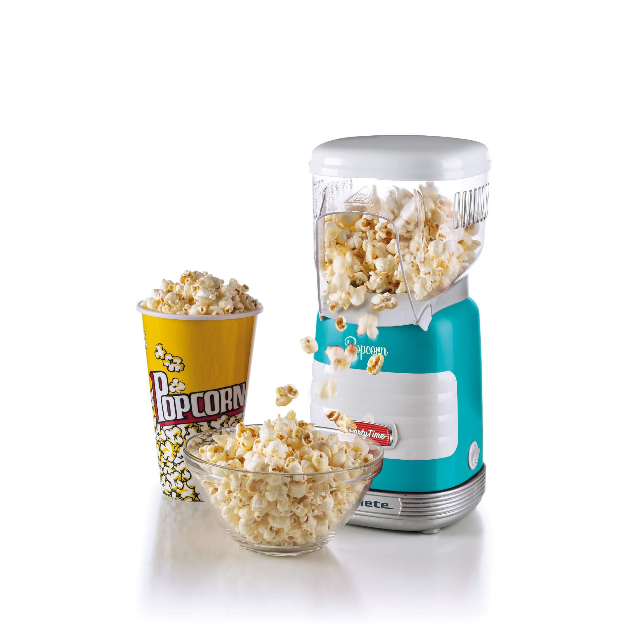 Ariete 2956, Pop Corn Party Time, Pop Corn Machine, Bursts 60gr of Corn for Pop Corn in 2 minutes with Hot Air, Fat Free, 1000 Watt, Blue – image 3