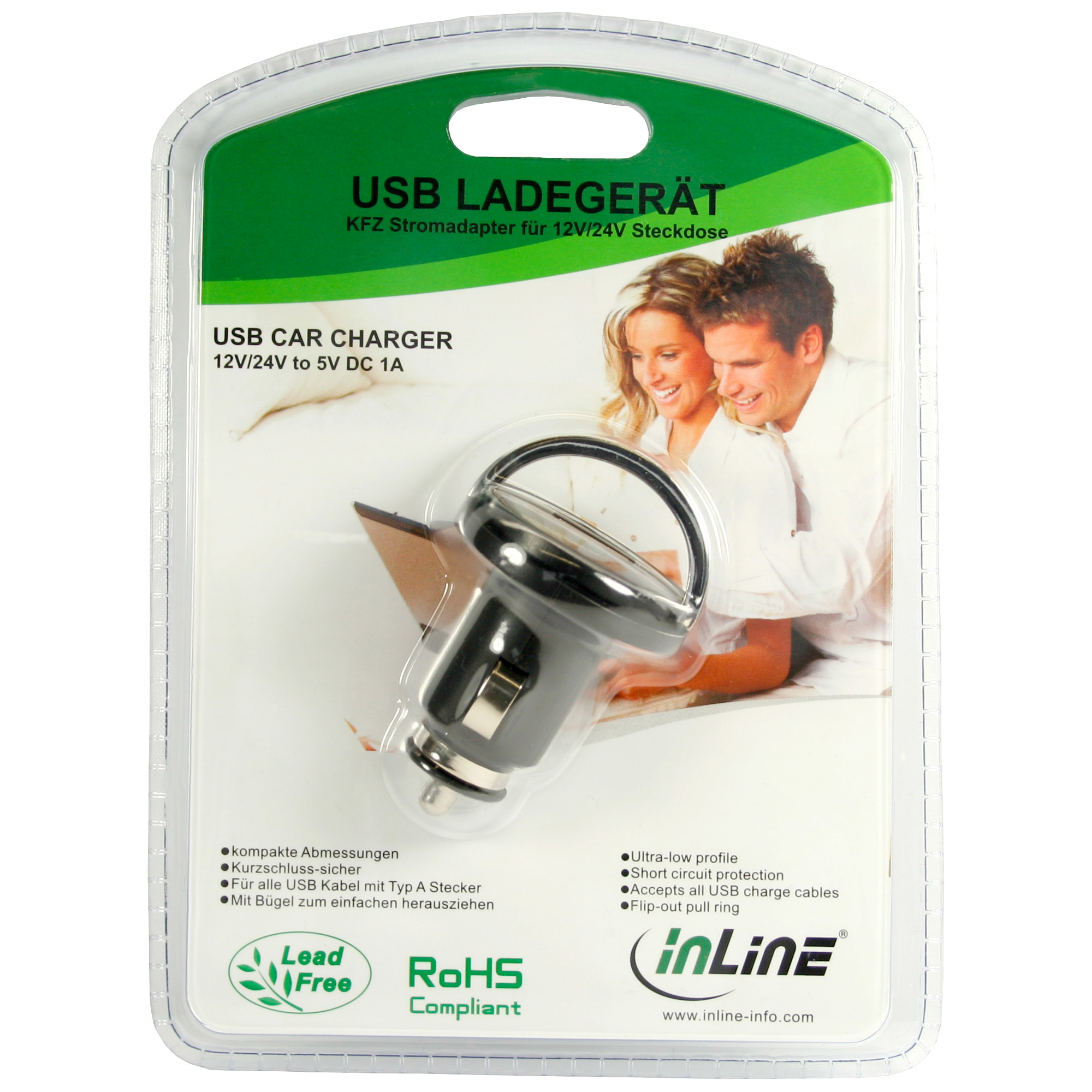 InLine USB Car Charger Power Adapter, 12/24VDC to – image 3