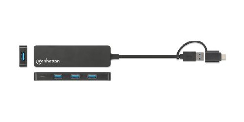 Manhattan USB-C & USB-A Combo Dock/Hub, Ports (4): USB-A (x4), 5 Gbps (USB 3.2 Gen1 aka USB 3.0), USB powered (no external power supply required) – image 2