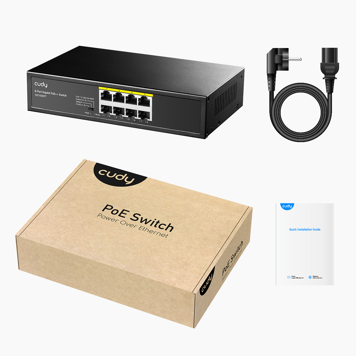Cudy GS1008PT network switch Gigabit Ethernet (10/100/1000) Power over Ethernet (PoE) Black – image 3