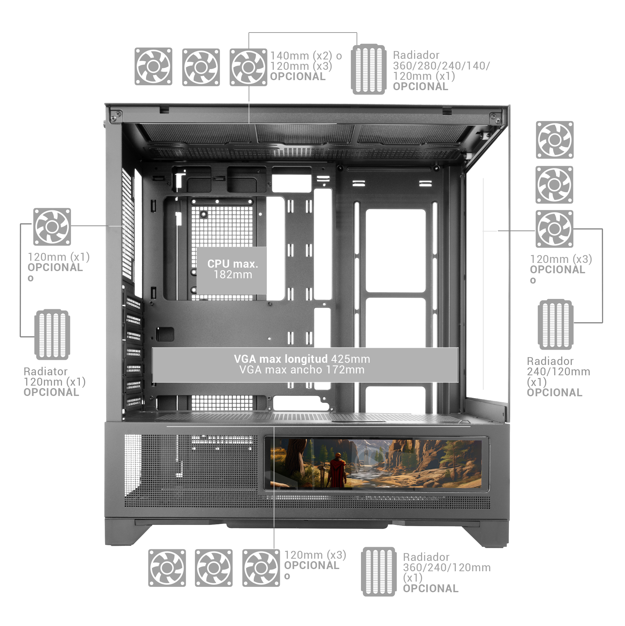 Mars Gaming MCLCDX computer case Midi Tower Black image 14