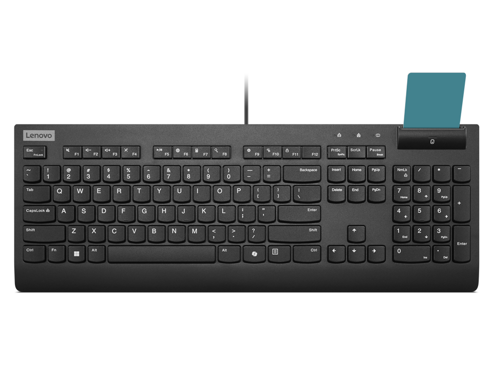 Lenovo Smartcard Wired Keyboard II - Keyboard - full size, 3-zone layout - USB - QWERTY - UK - black - brown box - CRU