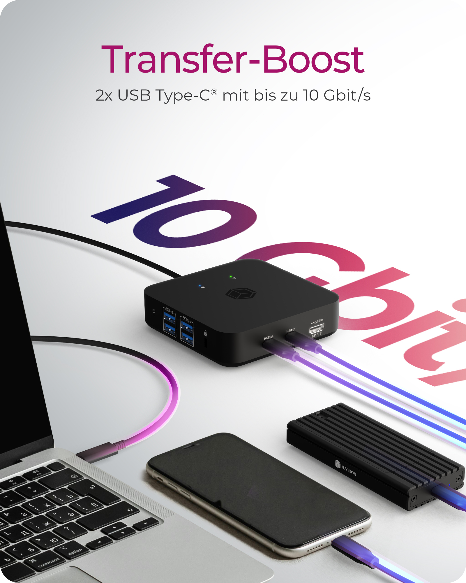Dockingstation IcyBox USB-C   -> USB3.2/HDMI/3,5/LAN/ Dockingstation
