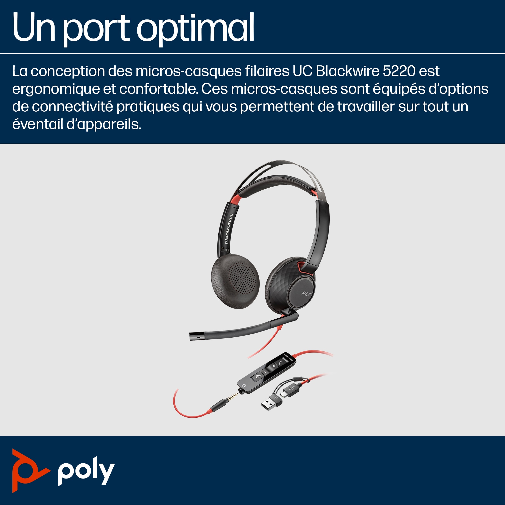 HP Poly Blackwire 5220 USB-C Headset — vue 1 sur 8