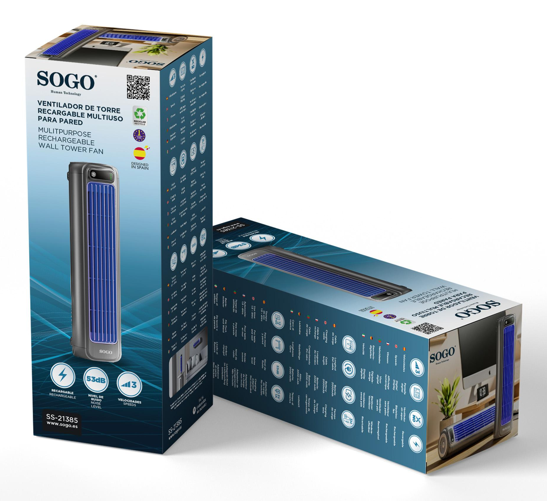 Sogo VEN-SS-21385 household fan Black, Blue – image 4
