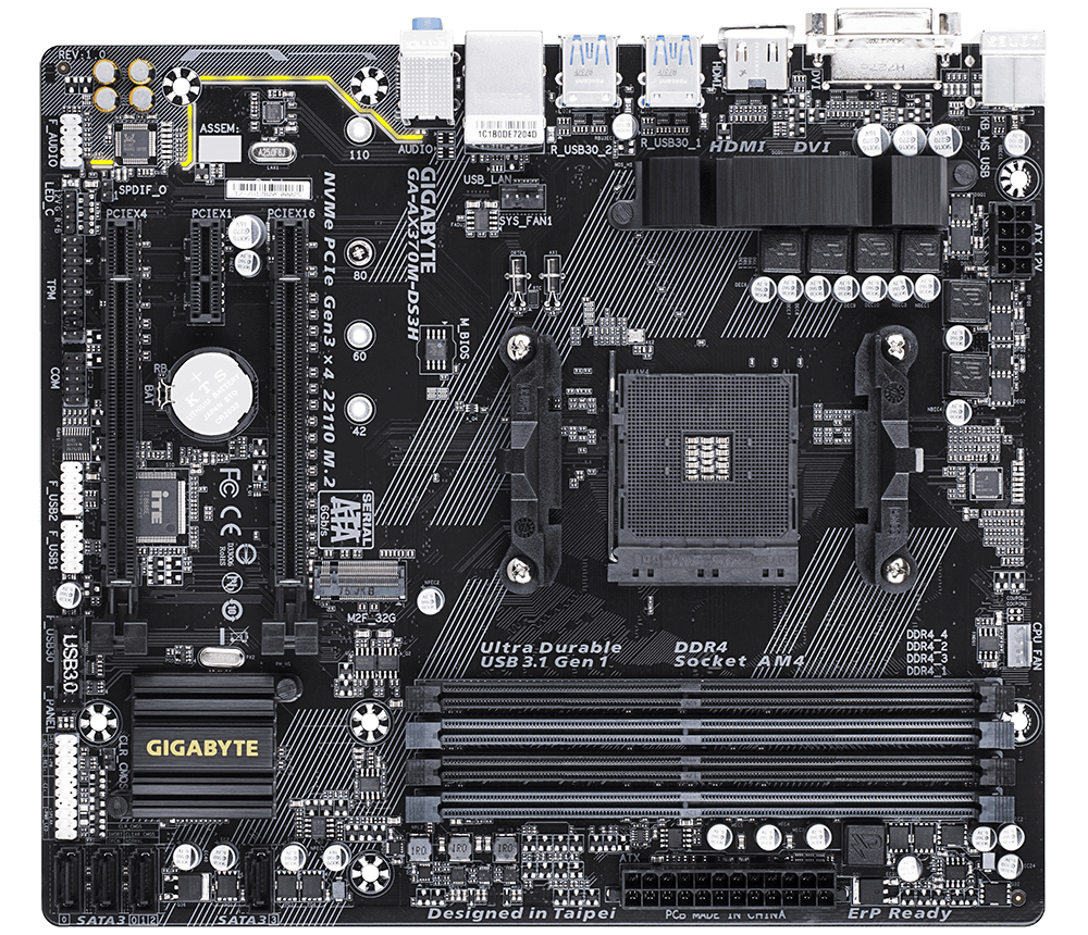 GIGABYTE GA-AX370M-DS3H motherboard AMD X370 Socket AM4 micro ATX – image 2