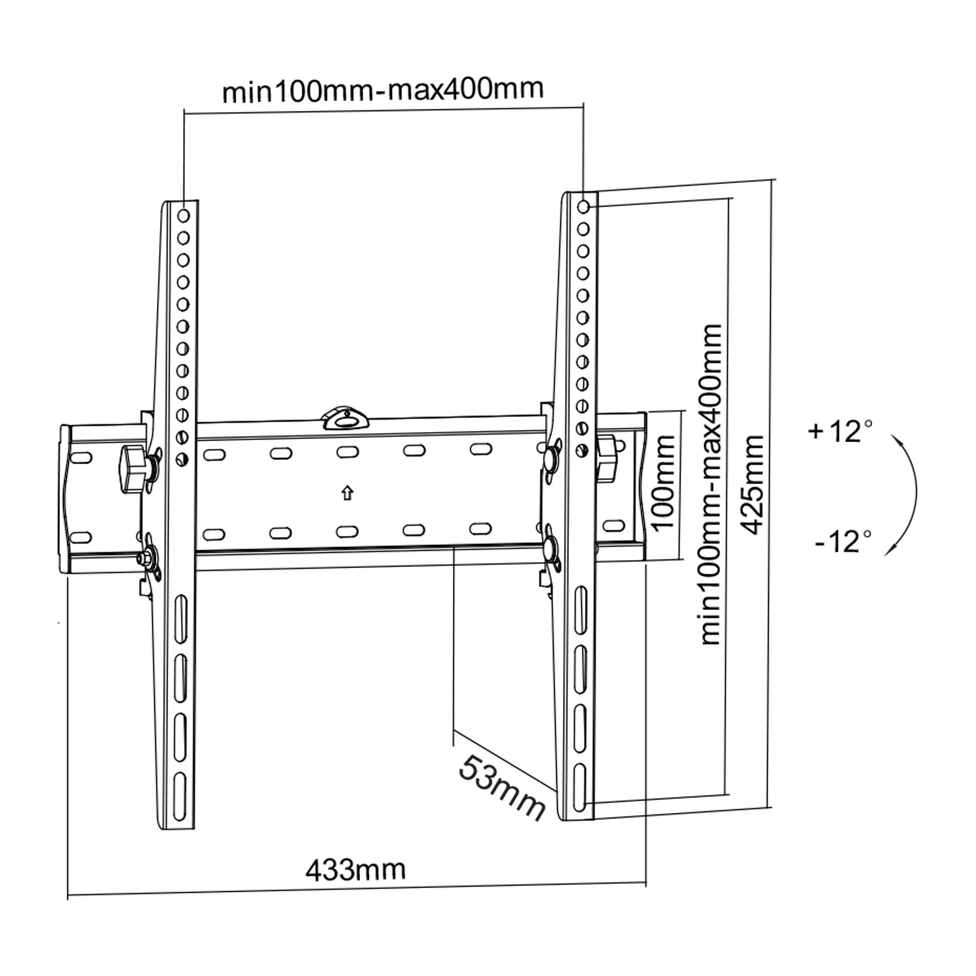 InLine Basic wall mount tiltable, for flat screen TV 81-140cm (32-55") – image 7