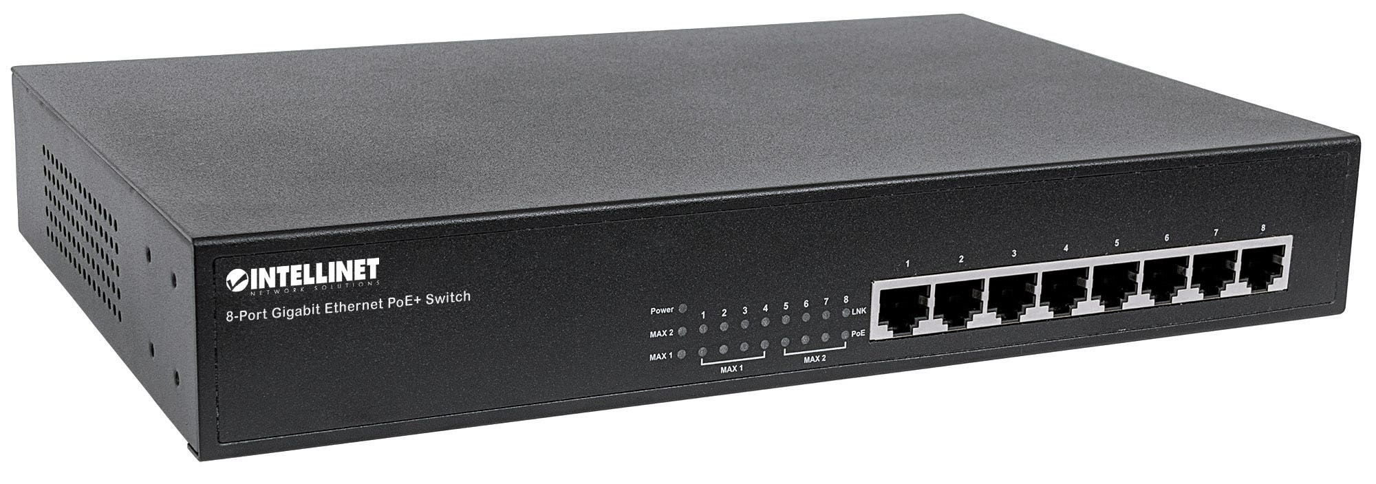 Intellinet 8-Port Gigabit Ethernet PoE+ Switch, 8 x PoE ports, IEEE 802.3at/af Power-over-Ethernet (PoE+/PoE), Endspan, Desktop (UK power cord) – image 2