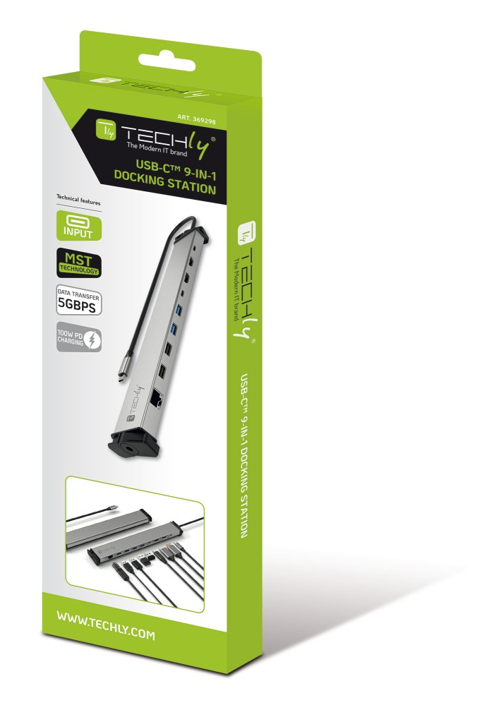 Techly IUSB31C-DOCK9HPD mobile device dock station Universal Silver – image 2