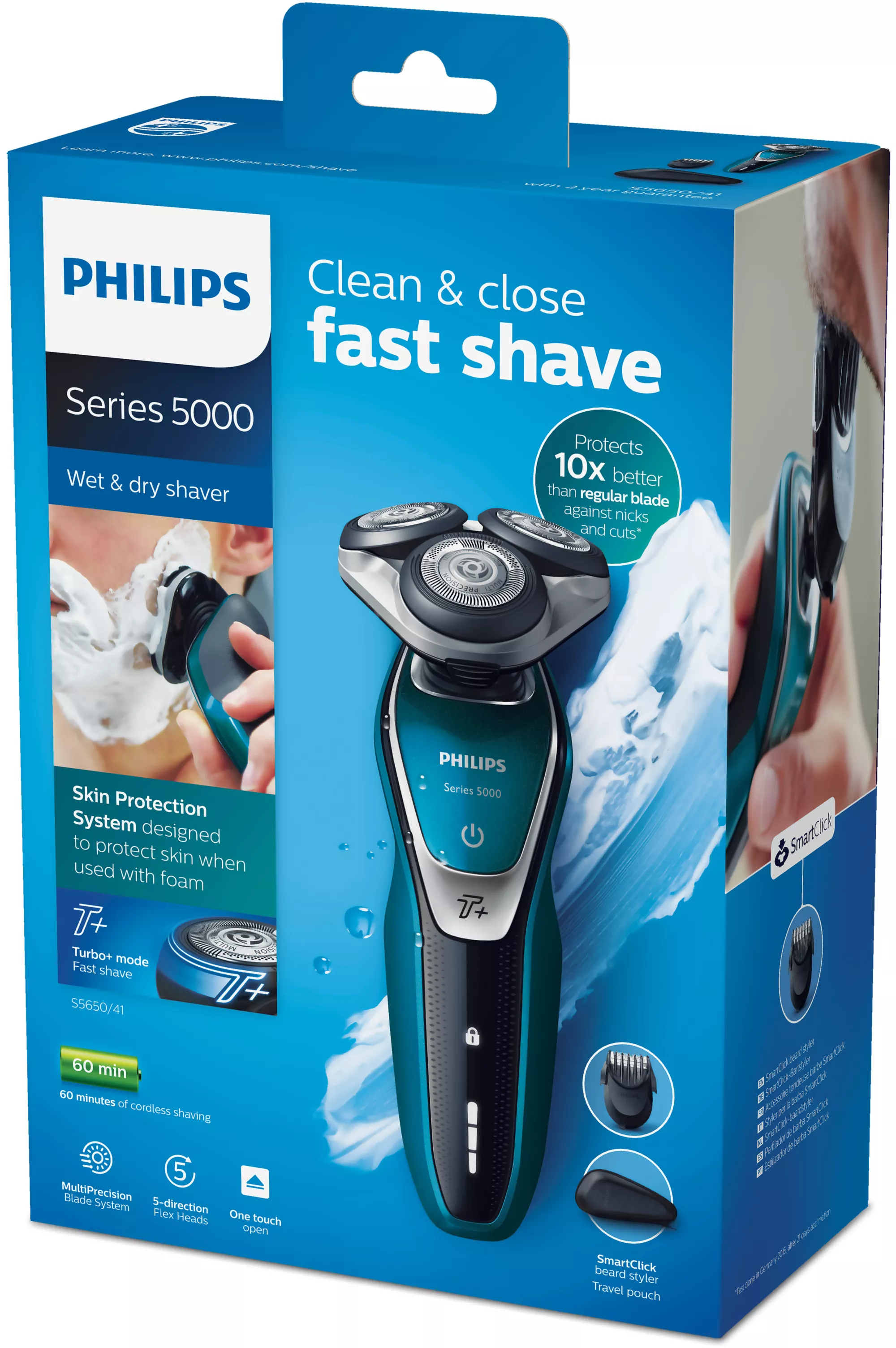 Philips SHAVER Series 5000 S5650/41 men's shaver Rotation shaver Trimmer Black, Silver, Turquoise – image 2
