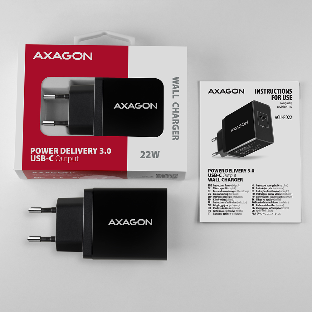 Axagon ACU-PD22 mobile device charger Smartphone Black AC Fast charging Indoor – image 8