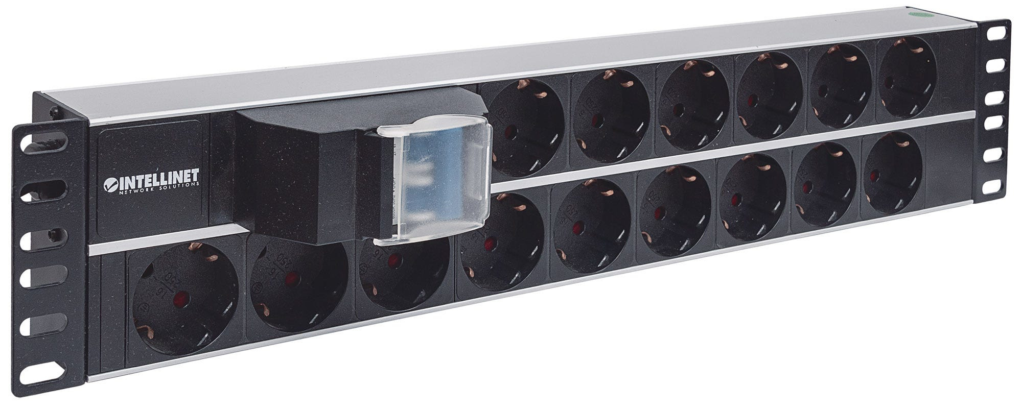 Intellinet 19" 2U Rackmount 15-Output Power Distribution Unit (PDU), EU CEE 7/3 Outlets, With Double Air Switch, Built-in 3 m (10 ft.) Power Cord with EU CEE 7/ – image 2
