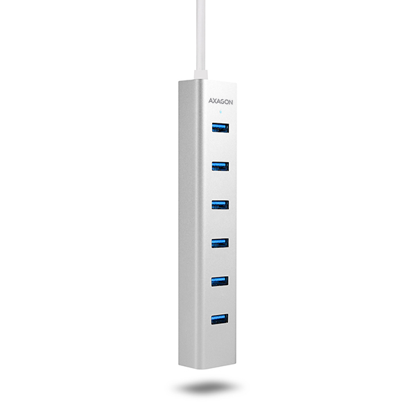 Axagon HUE-SA7SP interface hub USB 3.2 Gen 1 (3.1 Gen 1) Type-A 5000 Mbit/s Silver – image 3