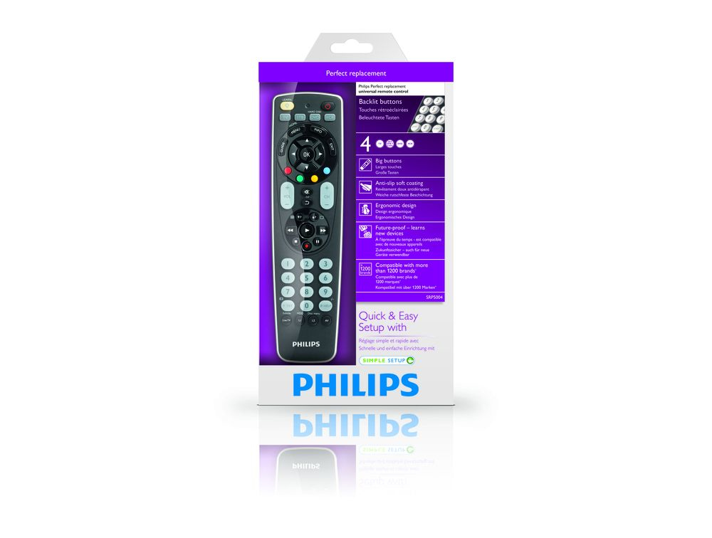 Philips Perfect replacement SRP5004/87 remote control IR Wireless DVD/Blu-ray, DVDR-HDD, SAT, TV, VCR Press buttons – image 2