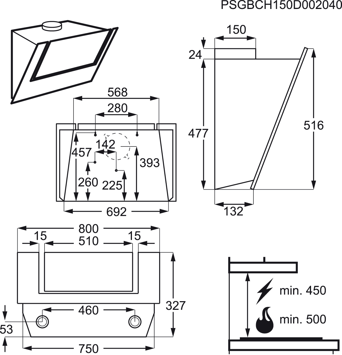 AEG X68165MV10 Wall-mounted Stainless steel 647 m³/h – image 2